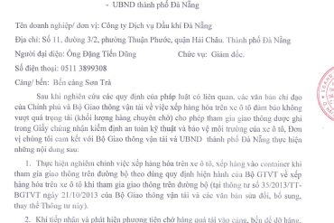 Quy trình kiểm Soát tải trọng Cảng Sơn Trà